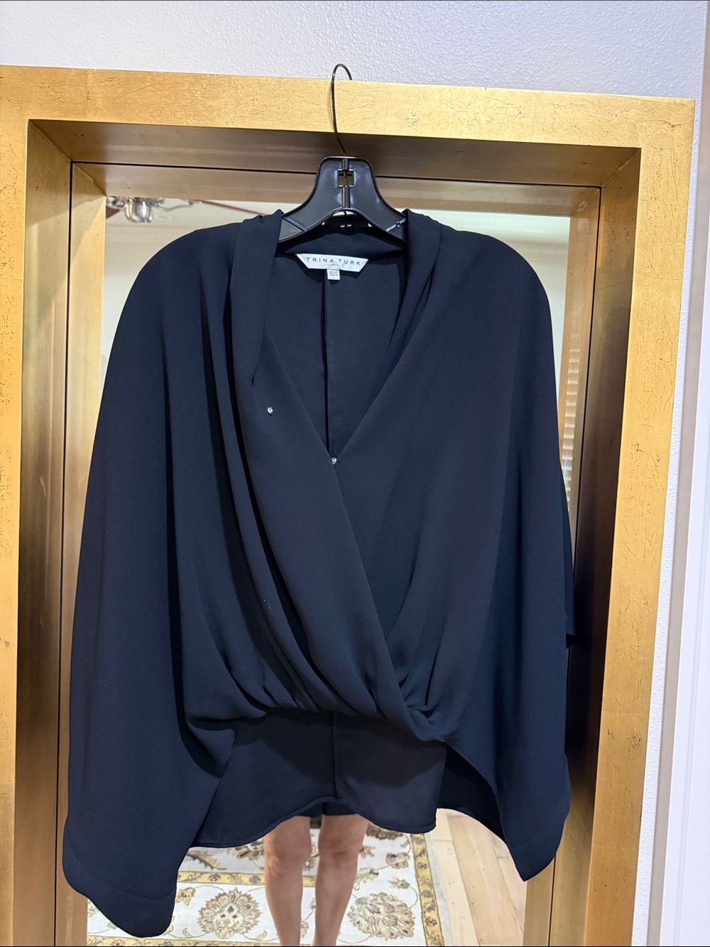 Trina Turk Black Draped Surplice Blouse
